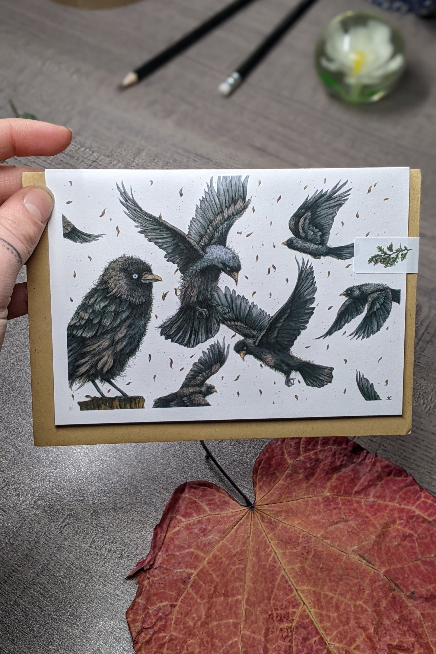 Jaunty Jackdaws Greeting card