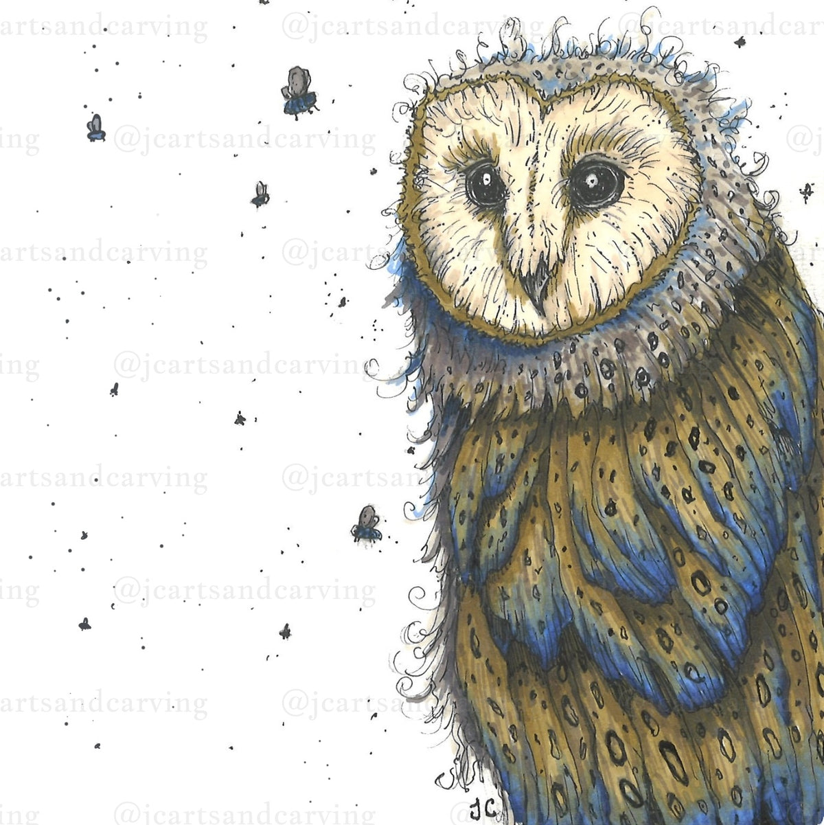 Opal Owl A4 Mounted Print