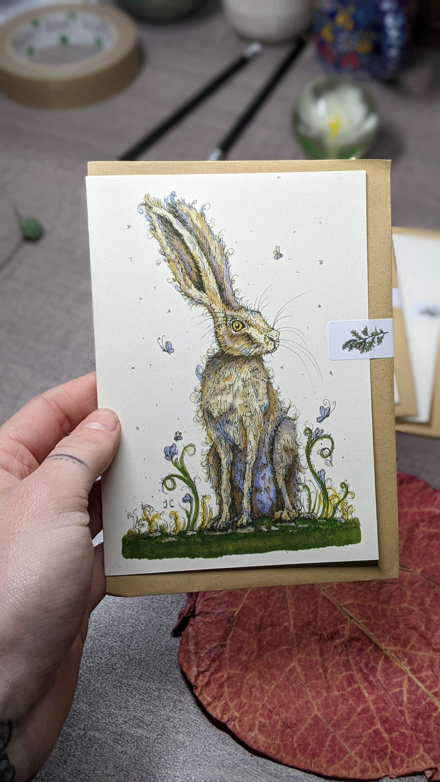 Lavender Hare Greeting Card