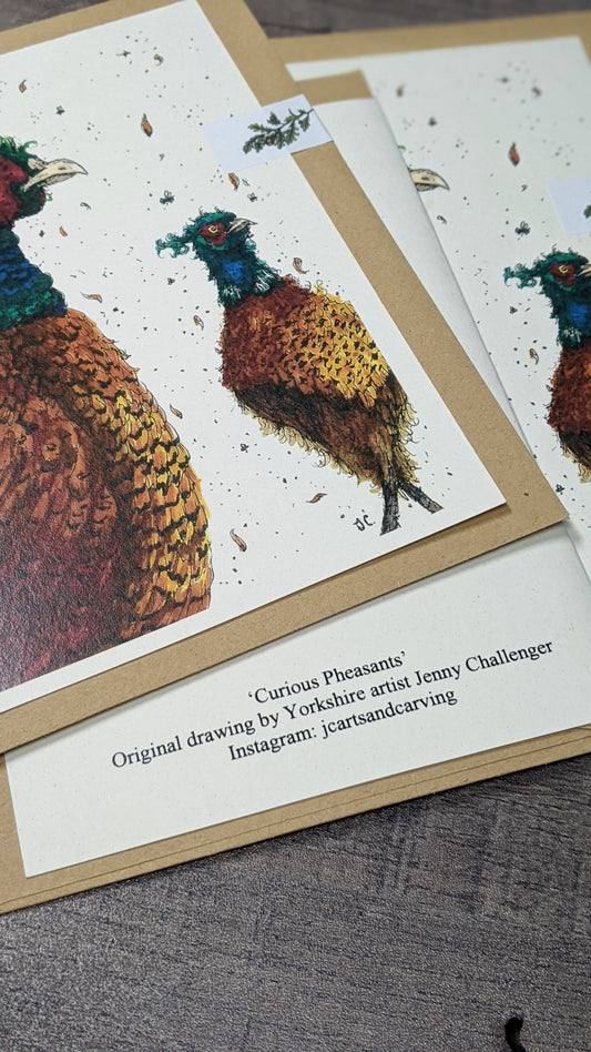 The Curious Pheasants Greeting Card