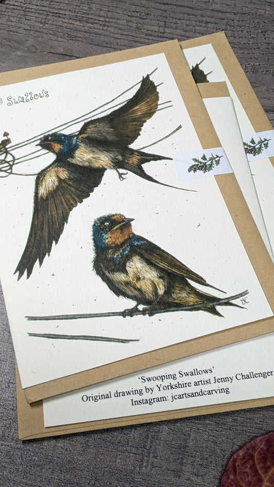 Swooping Swallows Greeting Card
