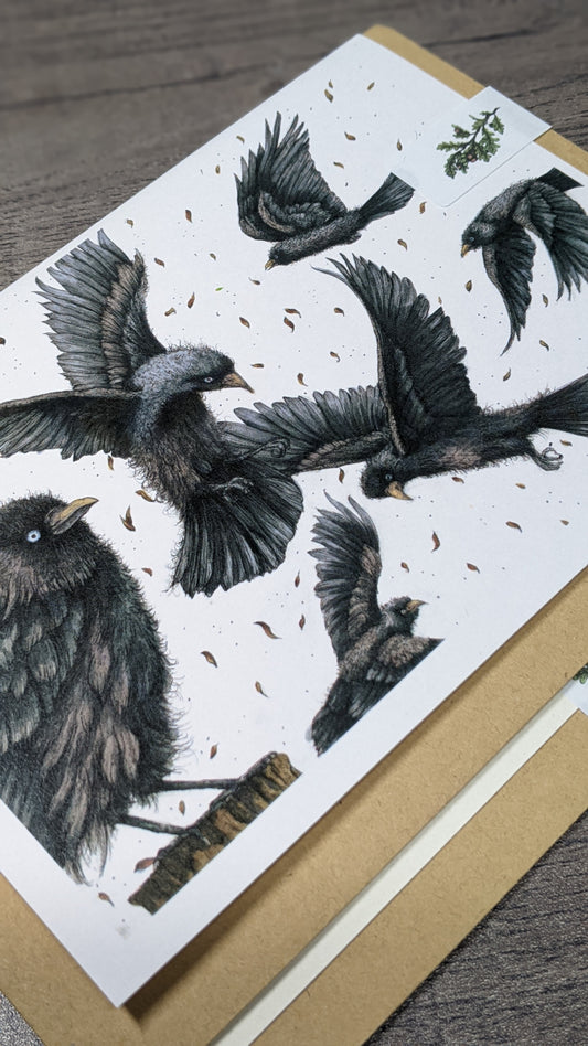 Jaunty Jackdaws Greeting card