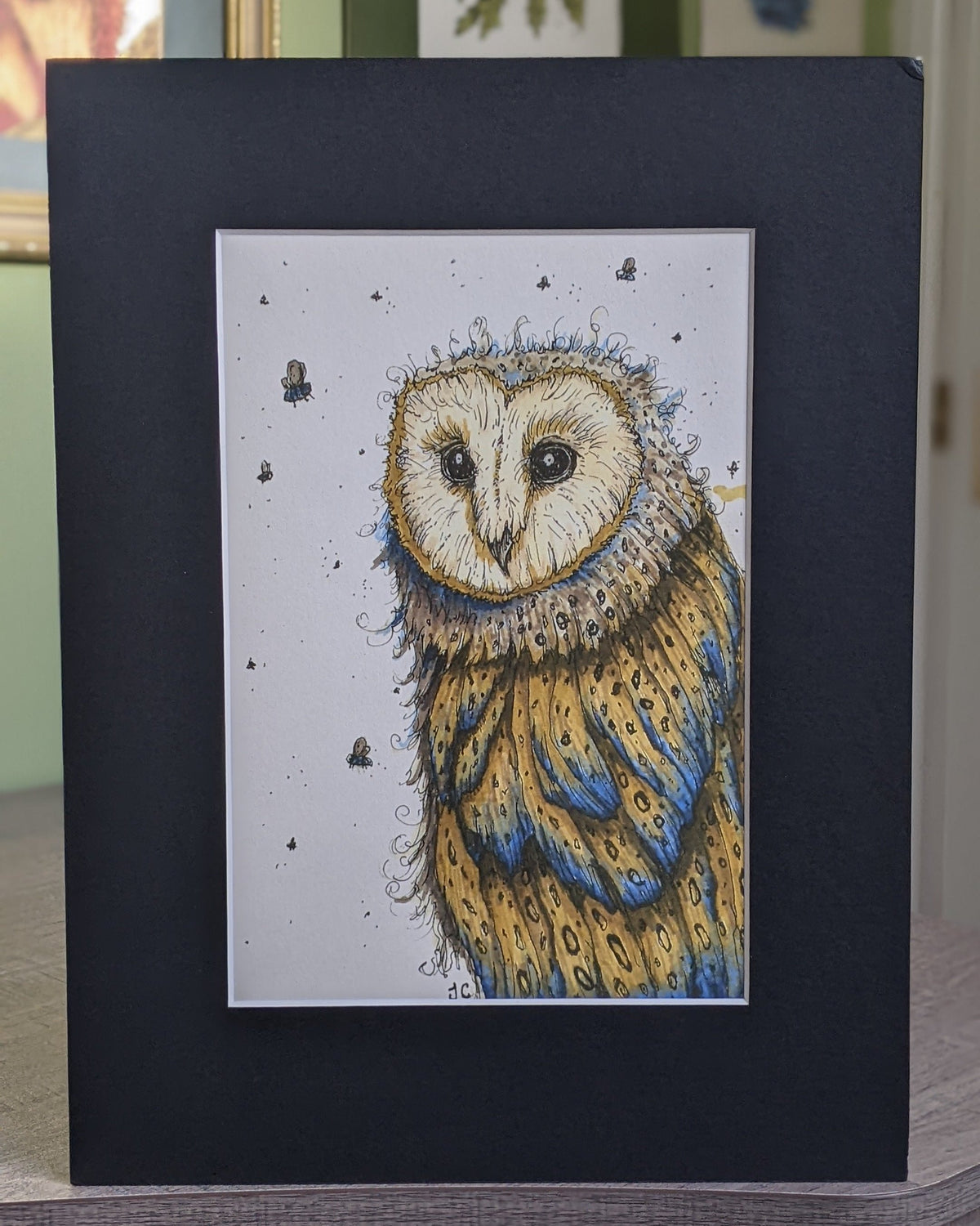 Opal Owl A4 Mounted Print