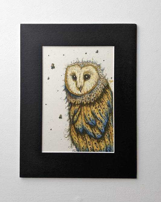 Opal Owl A4 Mounted Print