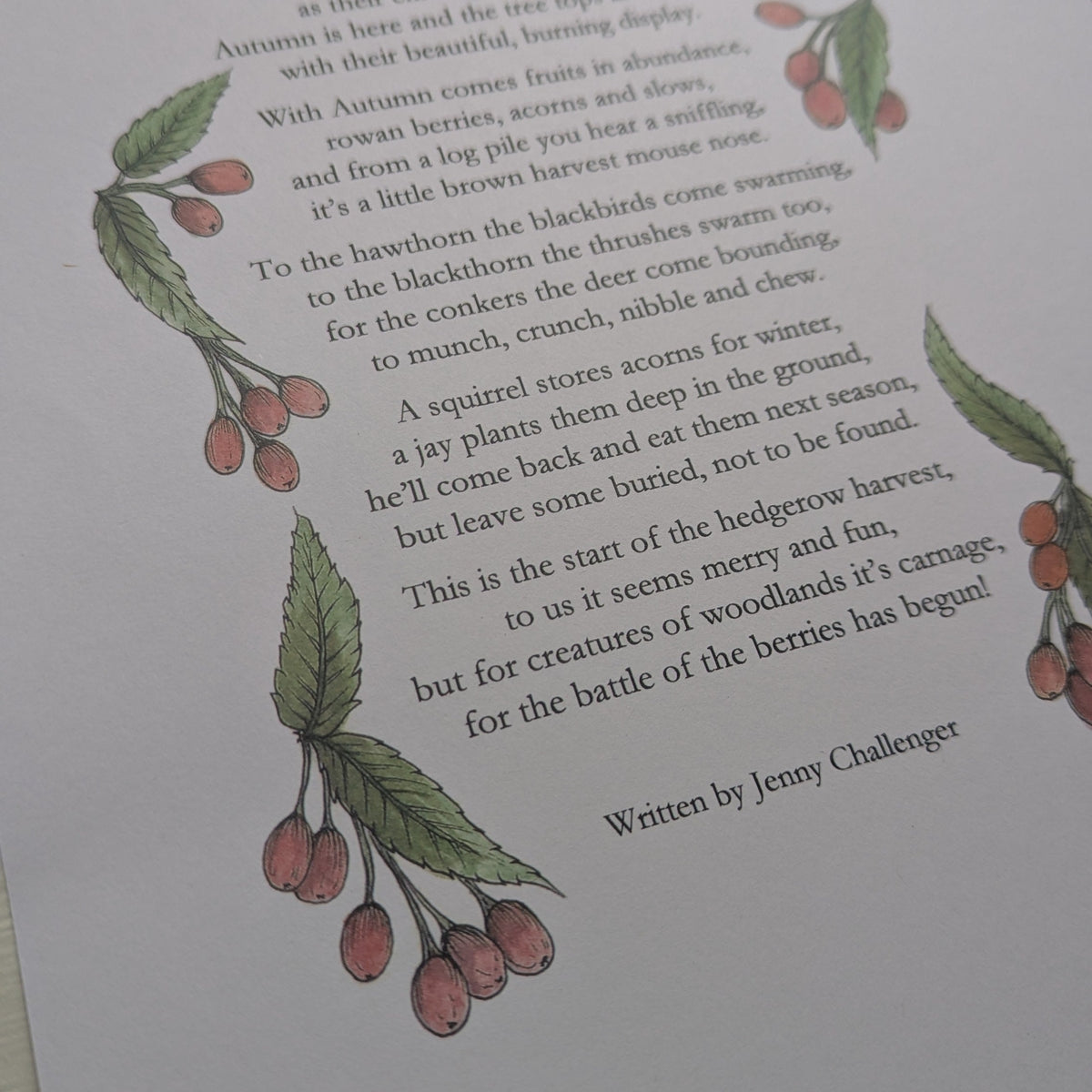 The Battle Of The Berries Poem Poster