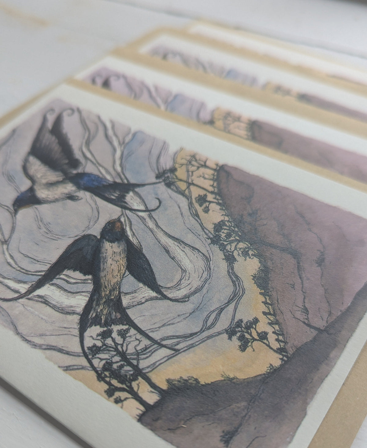 Swooping Swallows & Poem Greeting Card