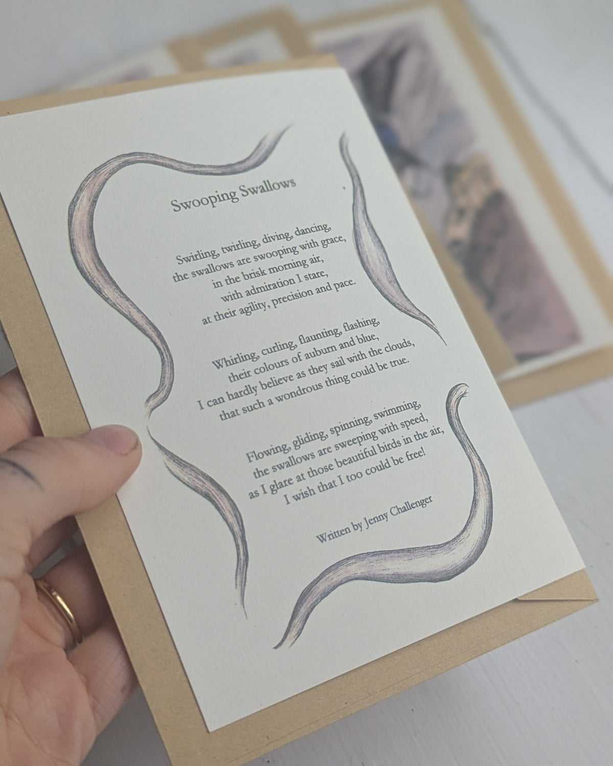 Swooping Swallows & Poem Greeting Card