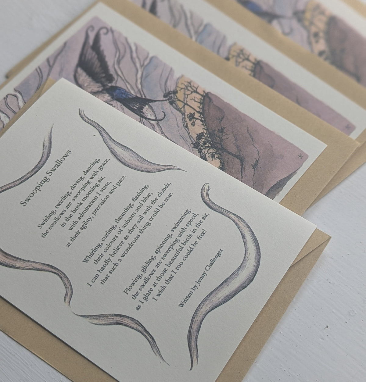 Swooping Swallows & Poem Greeting Card